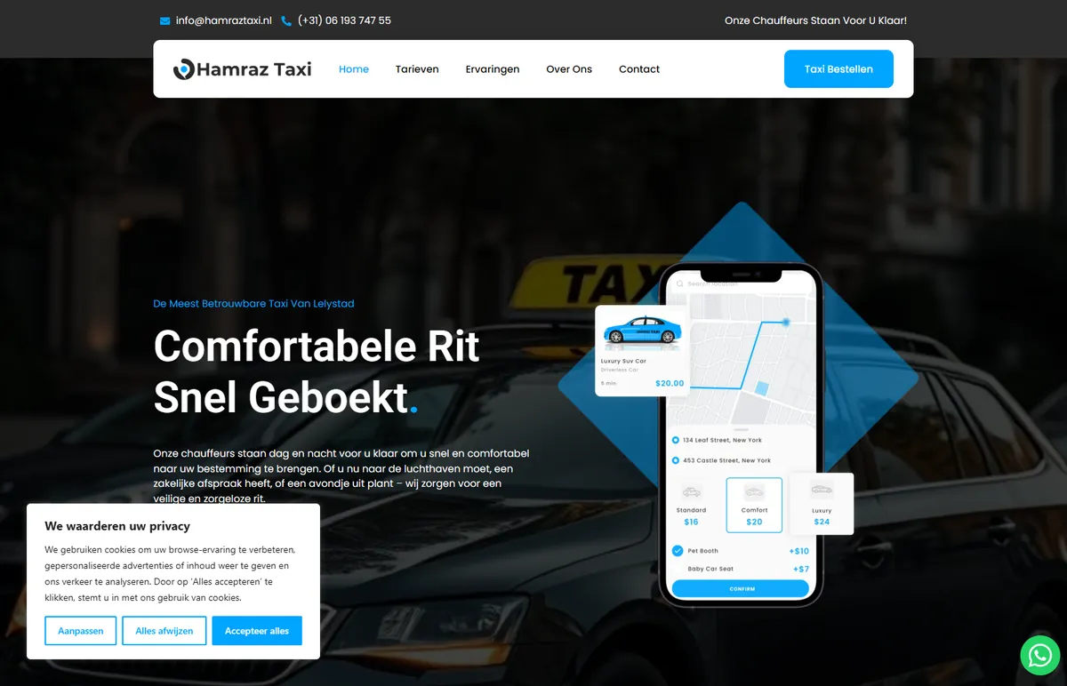 De website van Hamraz Taxi